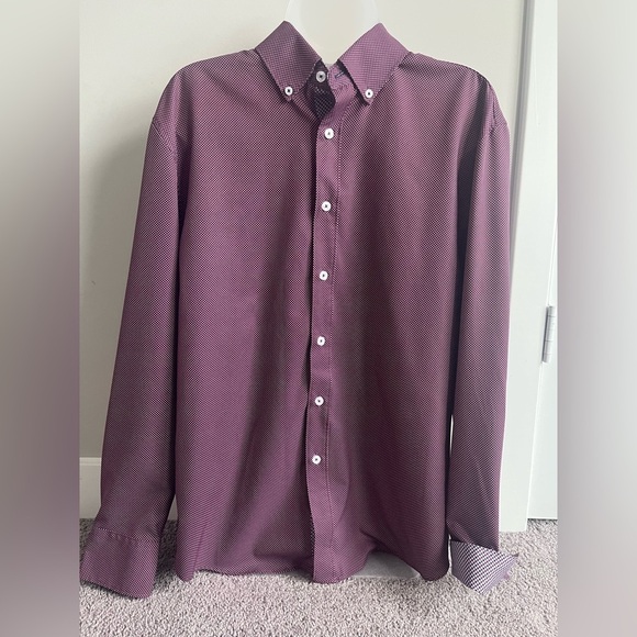 Men’s Con.Struct Burgundy Print Long Sleeve Performance Button Front Size Medium - Picture 1 of 5